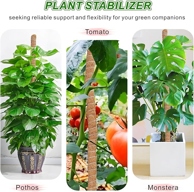 GUIDOT 2 Pack Moss Pole Monstera Plant Support with Repotting Mat, 28 Inch Plant Support Stakes, Plant Sticks Support Tall for Indoor Potted Climbing Plants, Pothos, Philodendron