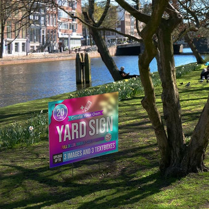 24x18" Double Sided Custom Yard Sign with Metal Stakes, Personalized Full Color Corrugated Yard Sign for Outdoors, Front and Back Custom Printed Personalized Lawn Signs (Design 5)