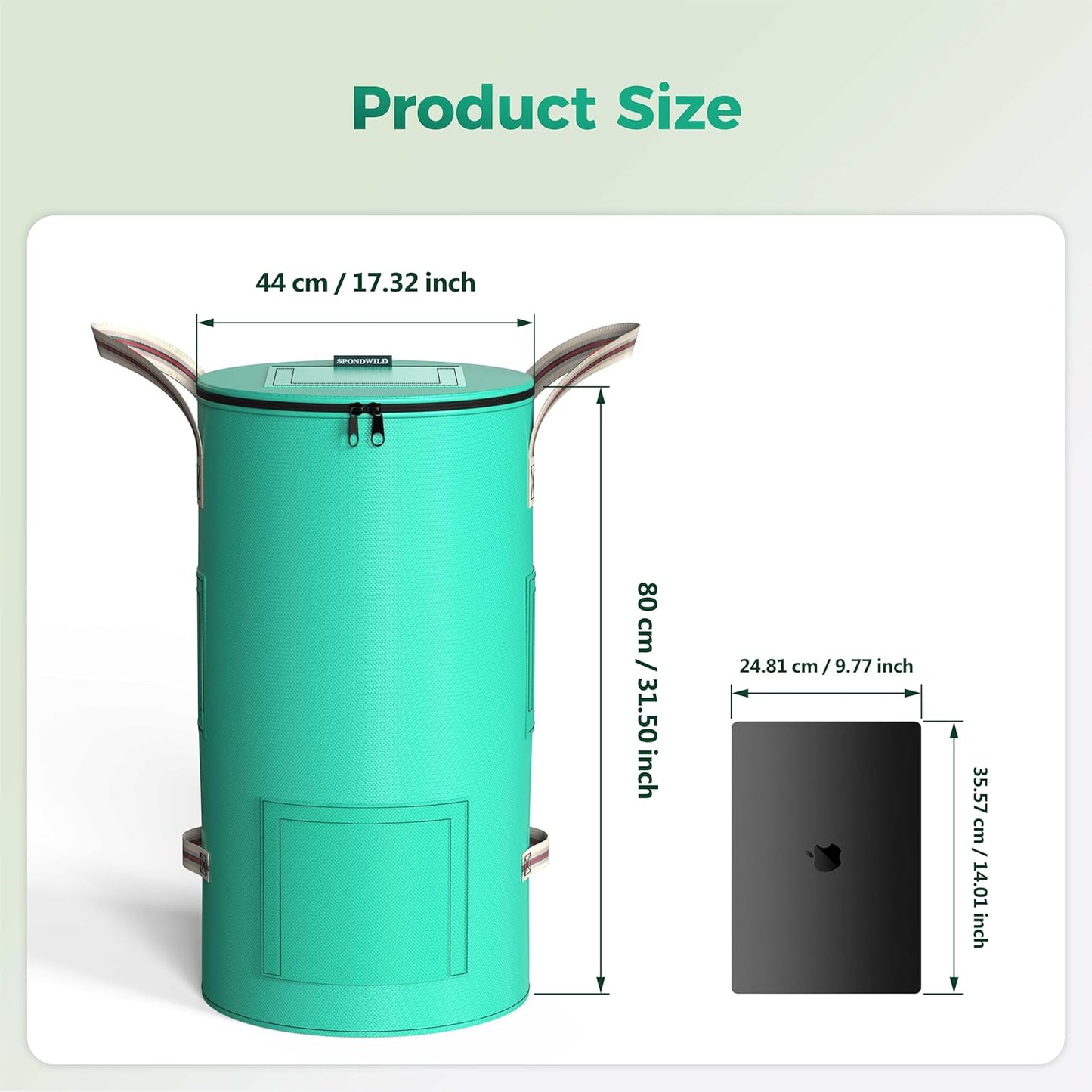 Reusable Garden Yard Waste Bag – 32 Gallon Breathable Thickened Reusable Lawn Bag, with 4 Handles for Easy Moving & Foldable Design, for Leaf & Miscellaneous Debris Collection(Green)