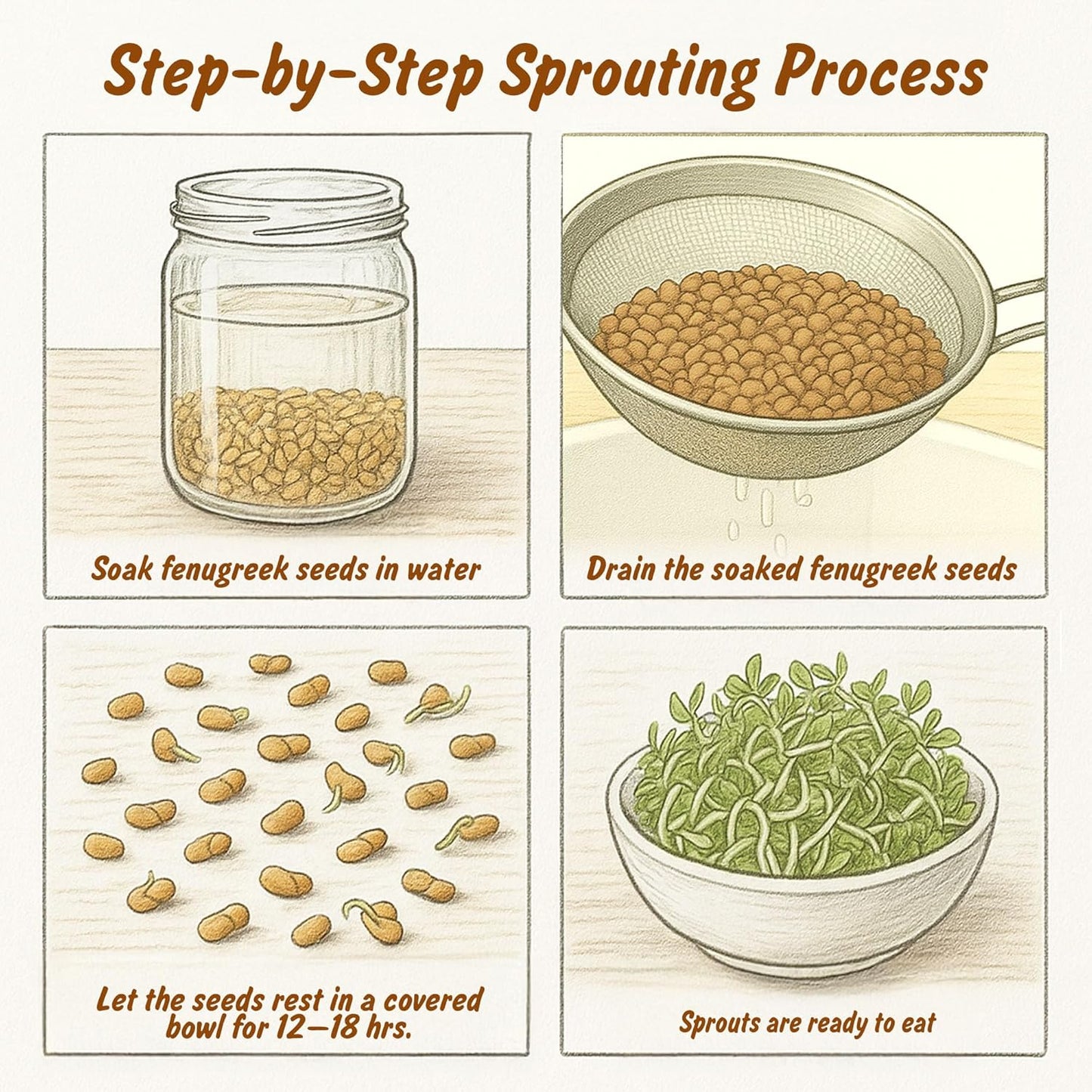 USDA Organic Fenugreek Seeds, Lab Tested for Heavy Metals, Resealable 8 oz Pouch, Methi, Semillas de Fenogreco