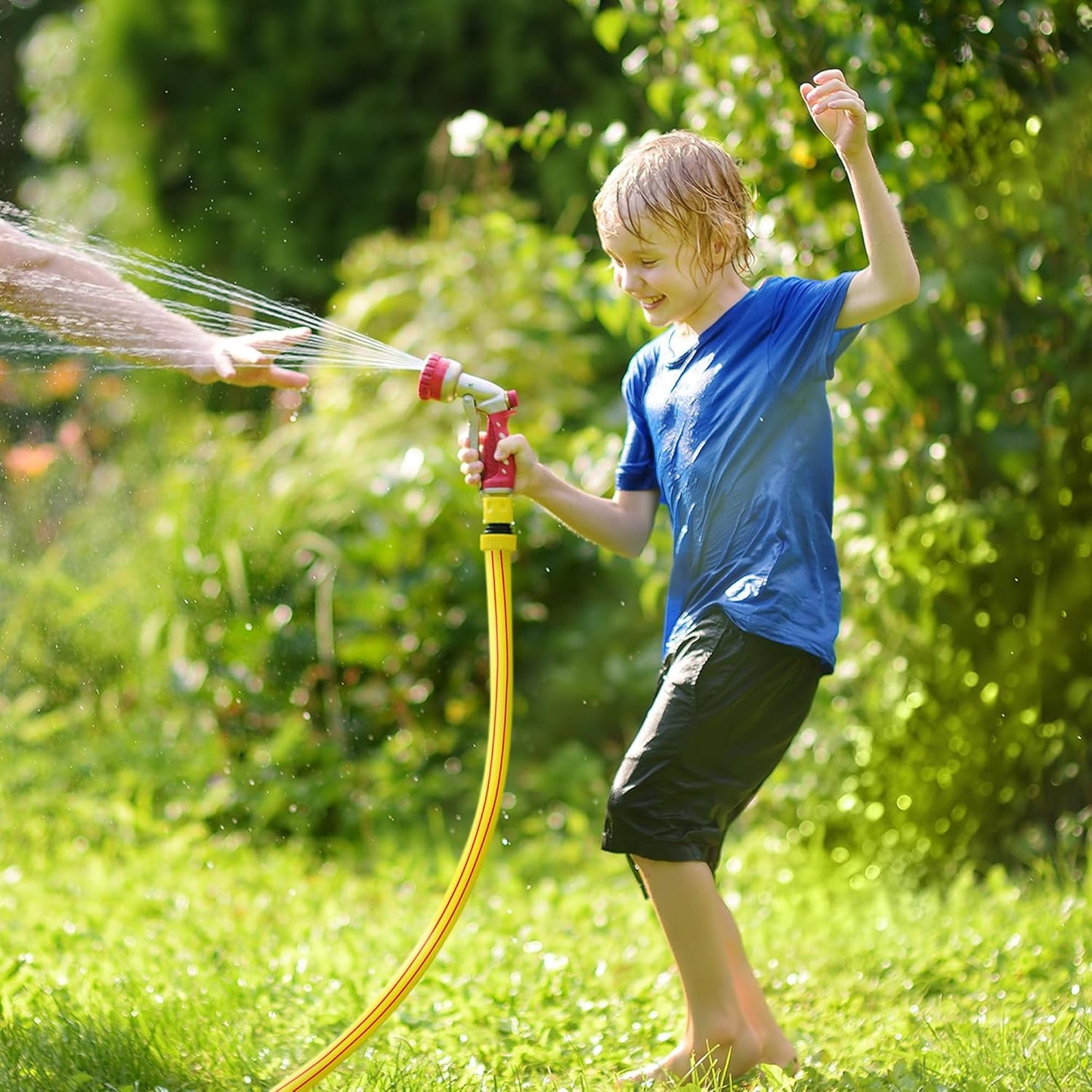 Short Lead-in Yellow Garden Hose 3/4 in. x 10 ft.-Kink Free, Leakproof, Flexible -Heavy Duty Durable Lightweight Water Pipe for Commercial Use, Lawn Care & Equipment Connection -Male to Female Fitting