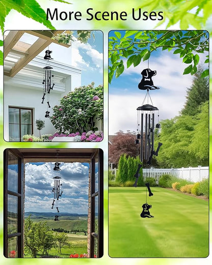 Dog Wind Chimes for Outside, Metal Windchimes Outdoors Clearance with 4 Aluminum Tubes, Garden Patio Yard Home Decor, Dog Gifts for Pet Lovers Women Men Mom Grandma, Unique Festival Birthday Gift