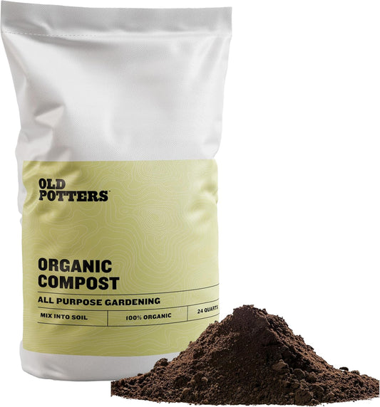 Old Potters Organic Compost - Plant Based Potting Soil - Home, Garden Fertilizer - Complete Food - Boosts Plant Growth - Use for Indoor and Outdoor Farming ~25 lbs (24 Quarts)