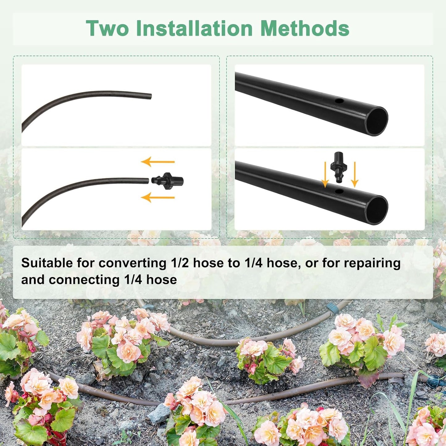 25-Pack Drip Irrigation Barbed Fittings, for 1/4 Inch Tubing Flat Connector Plastic Coupling Irrigation Parts for Garden/Greenhouse/Aquarium/Flower Pot, Drip Pipe Accessories