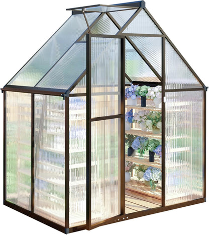 CQZY 6x4 FT Walk-in Greenhouse for Outside,Dark Gray