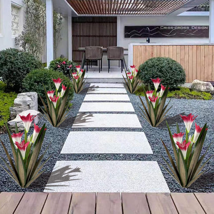 Homight Metal Agave Plant Outdoor Decoration Lily Mexican Yard Art Garden Gift Home Decor Hand Painted Metal Agave Garden Yard Statue, Outdoor Lawn Ornaments (2 Big Red Lilies)