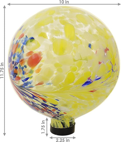 Sunnydaze 10-Inch Gazing Ball for Garden - Glass Gazing Globe for Outside - Garden Orb Yard Decor - Bright Summer Burst