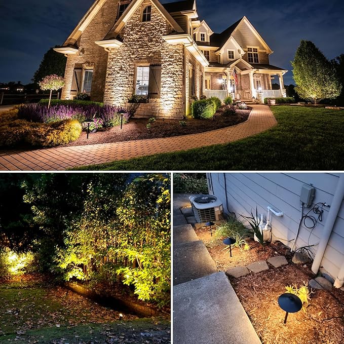 SUNVIE LED Landscape Lighting Kit Low Voltage Landscape Lights with Transformer Low Voltage Pathway Lights Aluminum Landscape Spotlights Path Lights with Connectors for Yard House Garden Tree