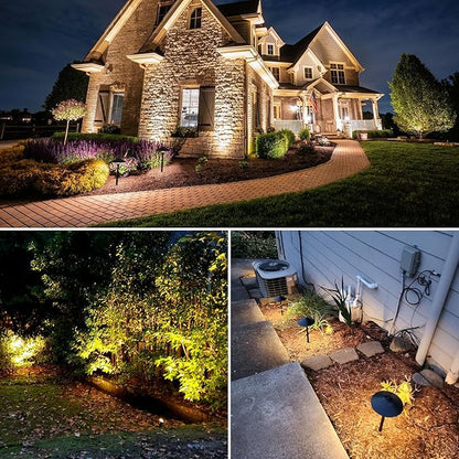 SUNVIE LED Landscape Lighting Kit Low Voltage Landscape Lights with Transformer Low Voltage Pathway Lights Aluminum Landscape Spotlights Path Lights with Connectors for Yard House Garden Tree