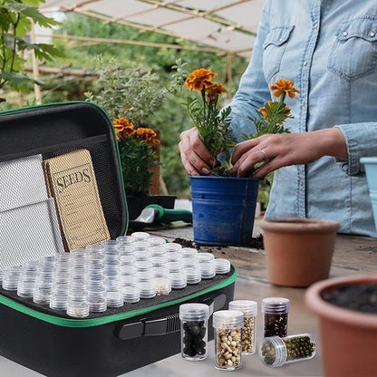 Seed Storage Box, Portable Seed Saving Box, Sturdy Seed Organizer Kit Seed Envelopes Funnel Label, Seed Container for Flower Plants Vegetable Seed, L-120 Slots