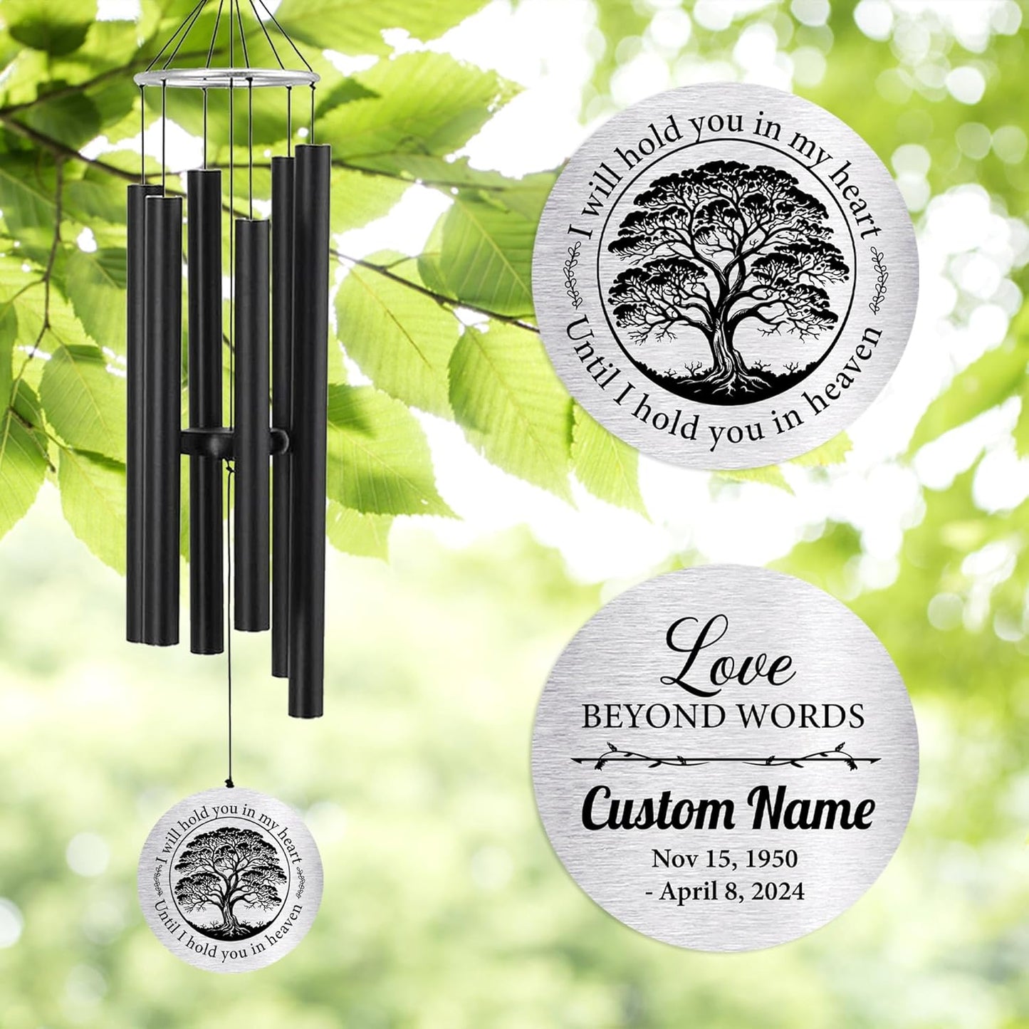 Personalized 36" Bereavement Wind Chimes for Outside, Memorial Gift in Remembrance of a Loved One, Sympathy Gift for Loss of Mother Father Husband, Garden Patio Decor