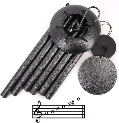 Sympathy Memorial Wind Chimes, 36' with 6 Metal Tubes, Outdoor Deep Tone for Garden, Christmas Hanging Decor - Black Grey