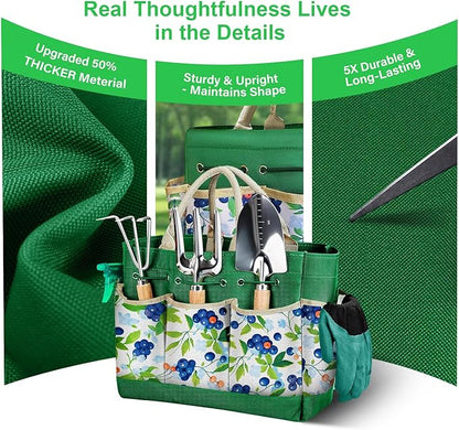 Gardening Tools Set, 11-Piece Heavy Duty Rust-Proof Garden Supplies Perfect Gardening Gifts for Women and Beginner, Green