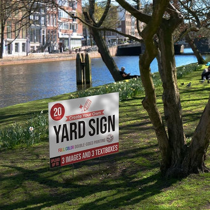 24x18" Double Sided Custom Yard Sign with Metal Stakes, Personalized Full Color Corrugated Yard Sign for Outdoors, Front and Back Custom Printed Personalized Lawn Signs 10 Pack (Design 3)