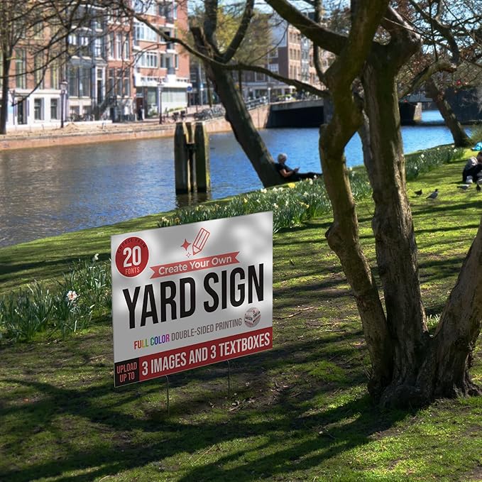 24x18" Double Sided Custom Yard Sign with Metal Stakes, Personalized Full Color Corrugated Yard Sign for Outdoors, Front and Back Custom Printed Personalized Lawn Signs 10 Pack (Design 1)