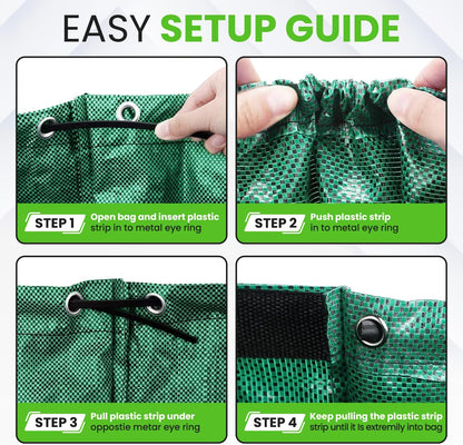 Gardenpal 3 Pack 132 Gallon Reusable Yard Waste Bag, Heavy Duty, Upright Lawn Bags with 4 Reinforced Handles (132 Gallon/3 Pack)