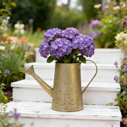 Vintage Metal Watering Can with Handle Rustic Farmhouse Watering Can Flower Pot Distressed Decorative Planter Retro Gardening Flower Bucket for Home Indoor Outdoor Garden Balcony Courtyard (White#4)