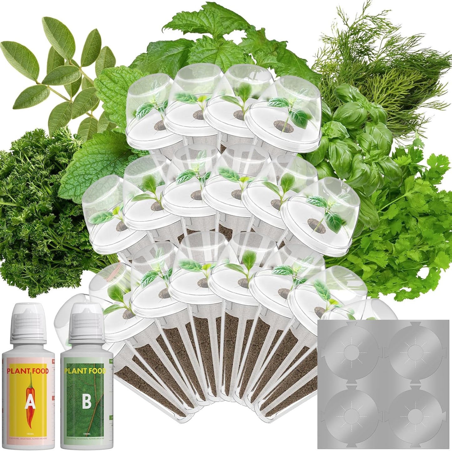 LYKOCLEAN Herb Seed Pods for Ahopegarden, iDOO MUFGA Hydroponics Growing System Indoor Gardening, 400+ Seeds, Basil, Cilantro, Dill, Parsley, Mint, Shiso, Liquorice(18-Pods)