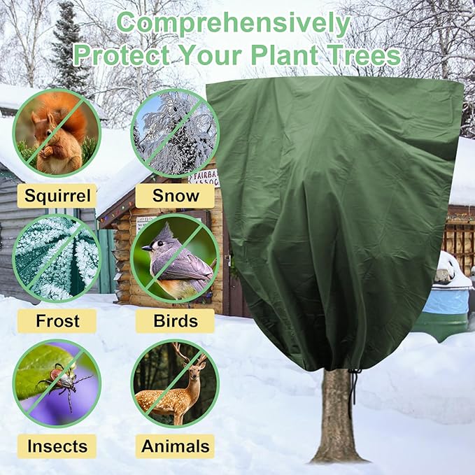 110" x 79" Large Plant Covers Freeze Protection,Huge Thicken Plant Frost Protection Cover Bags,Winter Plant Frost Cloth Frost Blankets with Zipper Drawstring for Outdoor Plants Fruit Trees