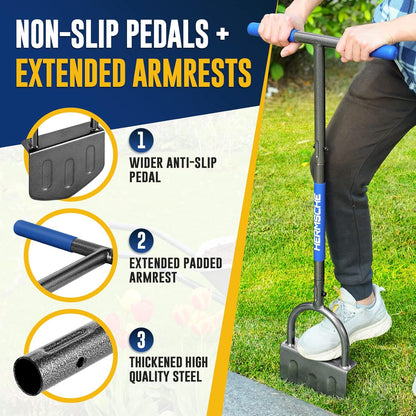 Hand Edger Lawn Tool, Sharp Half Moon Manual Grass Edger Tool with Soft T-Grip Handle for Garden, Yard, Sidewalk, Landscape, 38″