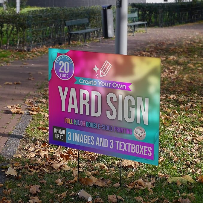 24x18" Double Sided Custom Yard Sign with Metal Stakes, Personalized Full Color Corrugated Yard Sign for Outdoors, Front and Back Custom Printed Personalized Lawn Signs (Design 5)