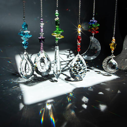 H&D HYALINE & DORA 6PCS Suncatchers Crystal Chandelier Prism Hanging Ornament for Window Home Garden,Rainbow Maker Crystal Pendant