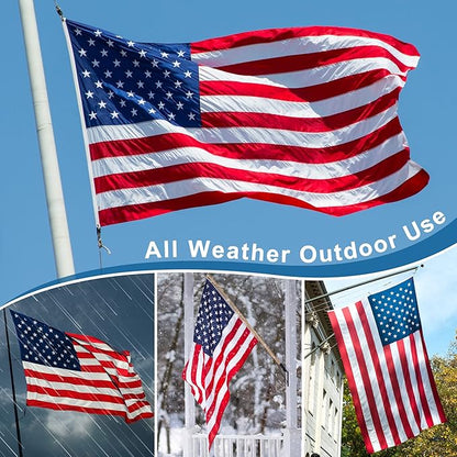 XIFAN Premium American Flag 5x8 Outdoor, Heavy Duty 420D Tough Polyester, Long Lasting US Flags for High Wind Outside with Embroidered Stars, Sewn Stripes, 3 Brass Grommets