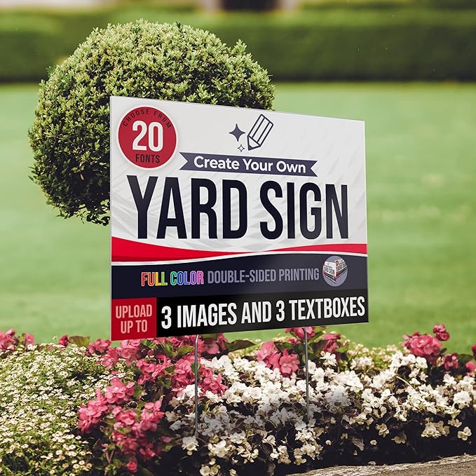 24x18" Double Sided Custom Yard Sign with Metal Stakes, Personalized Full Color Corrugated Yard Sign for Outdoors, Front and Back Custom Printed Personalized Lawn Signs (Design 6)