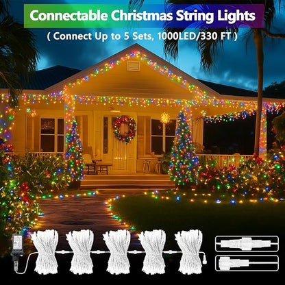 Connectable 200 LED String Lights Indoor Outdoor, 66FT Multicolor Christmas Lights Waterproof, 8 Modes with Timer, Twinkle Fairy Lights Plug in Clear Wire for Christmas Tree, Bedroom, Classroom Decor