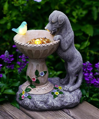 Dachshund Dog Statues for Bird Bath: Outdoor Sculptures for Garden Lawn Patio Yard Balcony Porch - Unique Gifts for Mother Grandma Women