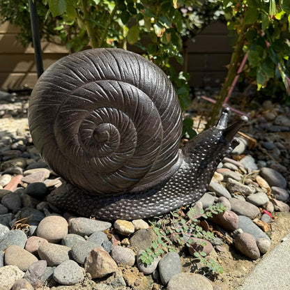 Cast Iron Snail Sculpture (8.1" Tall) - Rust Brown Unique Garden and Indoor/Outdoor Decorative Ornament Statue HC8431