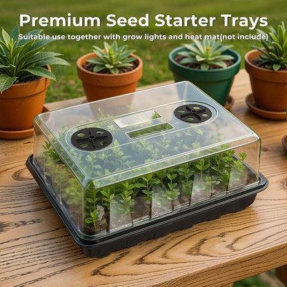 Seed Starter Tray, Seedling Starter Trays for Starting Plant Seeds, Indoor Gardening Plant Germination Trays, Black, 4PCS