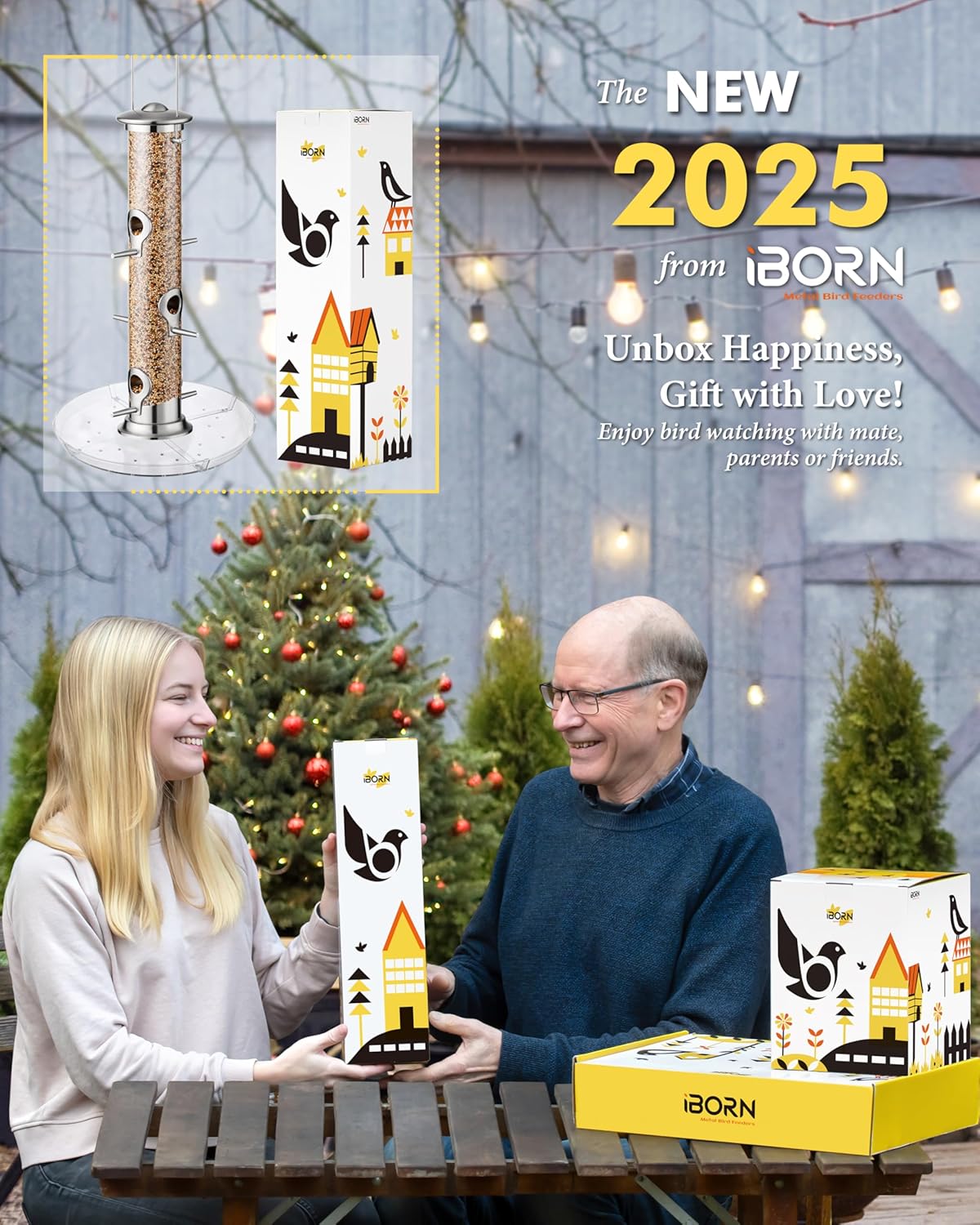 iBorn Bird Feeders Seed Catcher for Outside Hanging 6 Port Bird Feeder for Cardinal Birds Aluminium Metal,Brushed Nickle Finishing 14 Inch 6 Port (Seed is not Included)