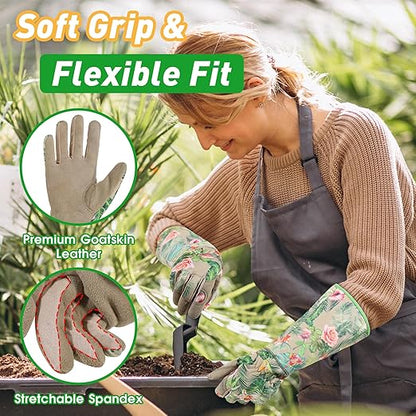 HLDD HANDLANDY Long Gardening Gloves, Thorn Proof Rose Pruning Gloves for Men & Women, Heavy Duty Garden Gloves for Cactus & Blackberry, Great Gift for Gardeners