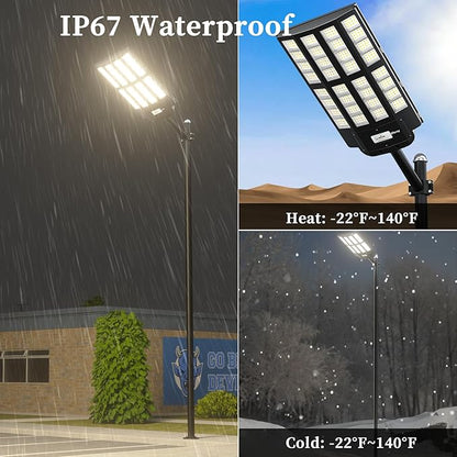 Ofuray Of-6200W Solar Street Lights Outdoor, 620000LM Solar Security Flood Light Parking Lot Lights Dusk to Dawn, 6500k Waterproof Led with Remote Control Motion for Street,Court,Barn