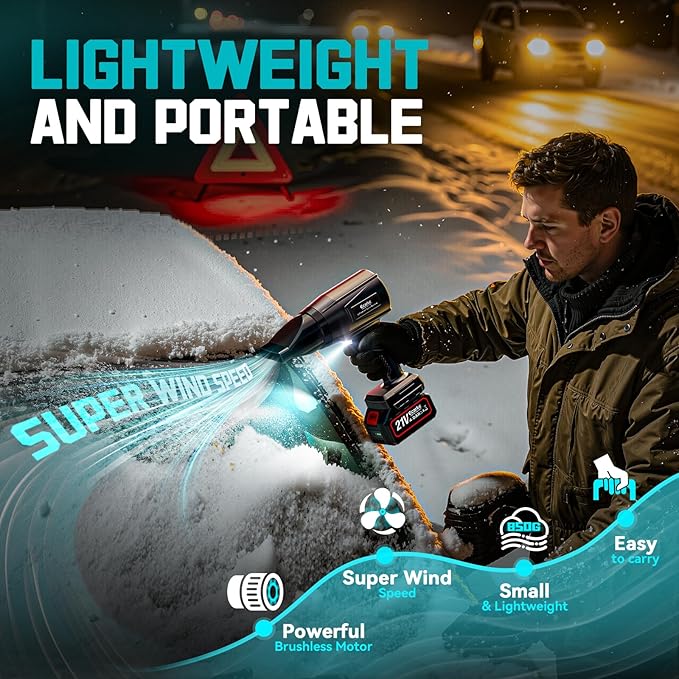 Leaf Blower Cordless Ecarke Portable Dust Cleaner, 800000RPM Handheld Brushless Turbo Jet Blower for Lawn Care, Patio Cleaning, Leaves with 2X 4.0Ah Battery, Charger, Storage Case Included