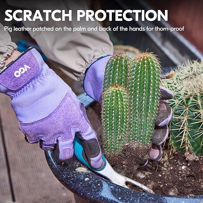 Vgo... Gardening Gloves Ladies,Safety Work Gloves,Touchscreen(Size L,Purple,SL7471)