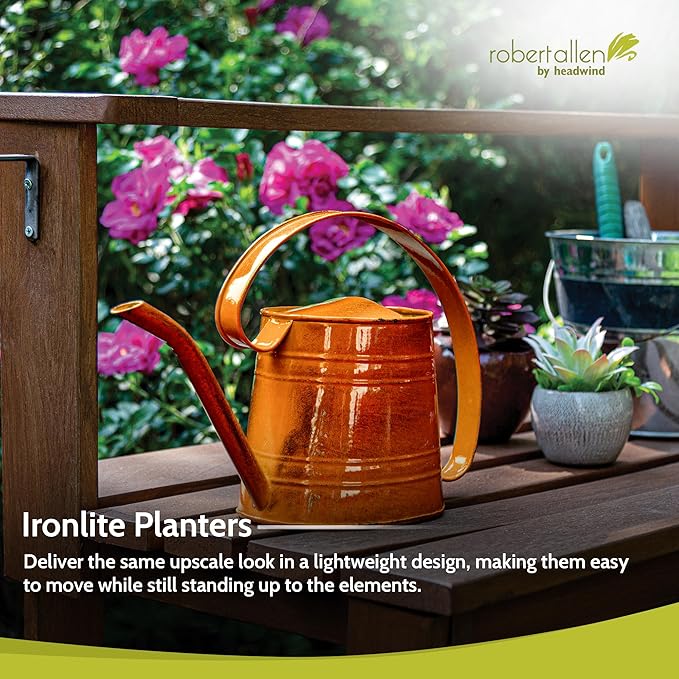 Headwind Danbury Vintage Watering Can – 1/2 Gallon Tango Orange Decorative Galvanized Large Metal Watering Can Planter for Outdoor & Indoor – Antique Style by Robert Allen