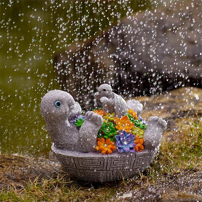 Solar Turtle Figurines Garden Decor, Cute Turtle Statue with Baby with 8 LED Solar Lights Garden Lawn Decorations for Patio & Yard, Gifts for Mom