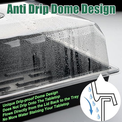 5-Pack No Drip Seed Starter Trays with 4" Humidity Dome - 240 Cells Deep Root Plug Trays, 2.76" Depth for Strong Roots Perfect for Vegetables, Herbs, Flowers & Plant Propagation, Gardening Supplies