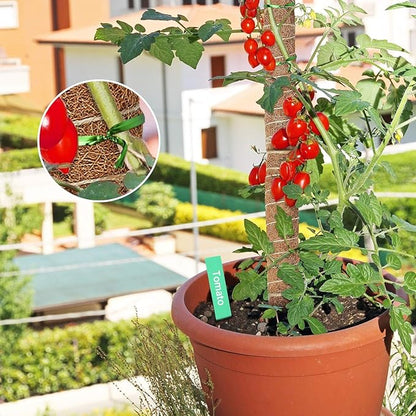 EAONE Moss Pole 126 Inch, 6 Pack 21" Monstera Plant Support for Climbing Potted Live Plants Indoor, Stackable Coco Coir Moss Sticks Monstera Stakes for Pothos Philodendron, with Garden Labels & Ties