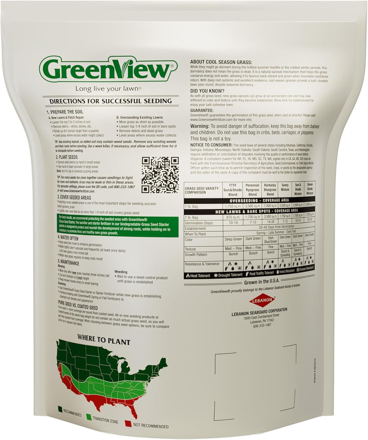 GreenView Pure Grass Seed Kentucky Bluegrass Blend, 7 lb. Bag – Covers up to 7,000 sq. ft.