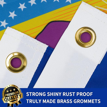 XIFAN Premium Kansas State Flag 3x5 ft Outdoor, Double Sided Embroidered Pattern, Heavy Duty 210D Nylon KS Flags, the Strongest Longest Lasting for Outside with Sewn Stripes/Brass Grommets