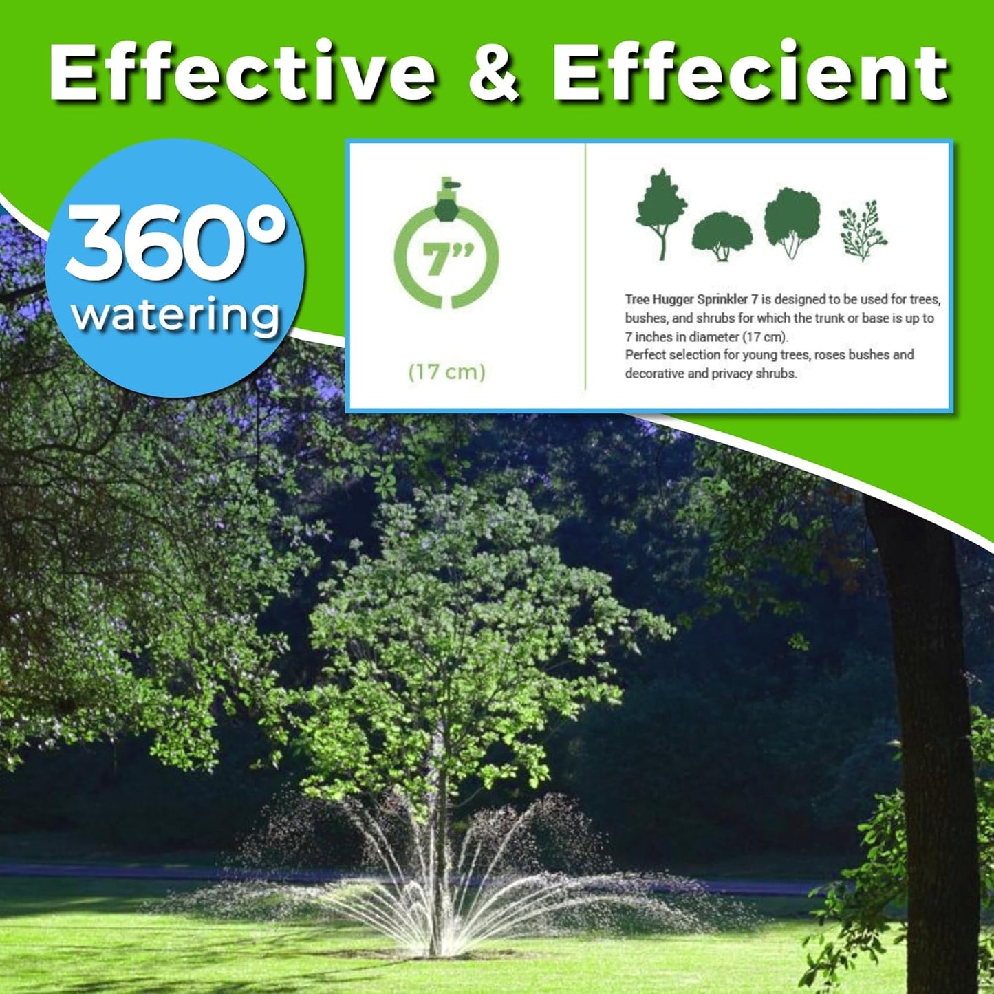Tree Sprinkler with 360° Outward Direction, Water Sprinkler for Trees That Reaches The Nutrition Zone for Tree Root Watering (7")