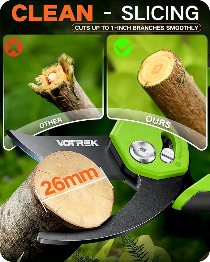 Pruning Shears for Gardening - 8.5" Garden Clippers with SK5 Blade, Stepless Adjustable Handle for All Hand, Ergonomic Bypass Plant Pruners Scissors for Heavy Duty Branch Bush Rose Tool