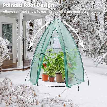 Portable Plant Protector from Animals, Ohuhu Greenhouse for Outsides with Durable PE Cover, Heavy Duty Green House with Zippered Door Mesh Window for Vegetables Flowers Fruits Herbs, 63x54x71 Inch