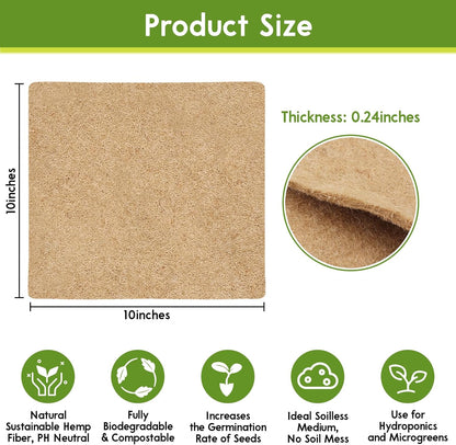 Legigo 12 Pack Jute Plant Grow Mat for Microgreens- 10" X 10" Hydroponic Grow Pads for 1010 Growing Trays, Hemp Fiber Mats Sprouting Pads Microgreens Growing Kit for Indoor Organic Wheatgrass Sprouts