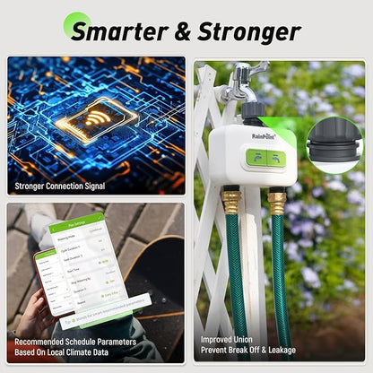 RainPoint 2-zone Wireless Smart Water Timer with Hub for Outdoor Irrigation Rain Delay, APP Remote Control WiFi Watering Timer for Garden Faucet with 2 Outlets Automatic Schedules for Lawn,Garden,Yard