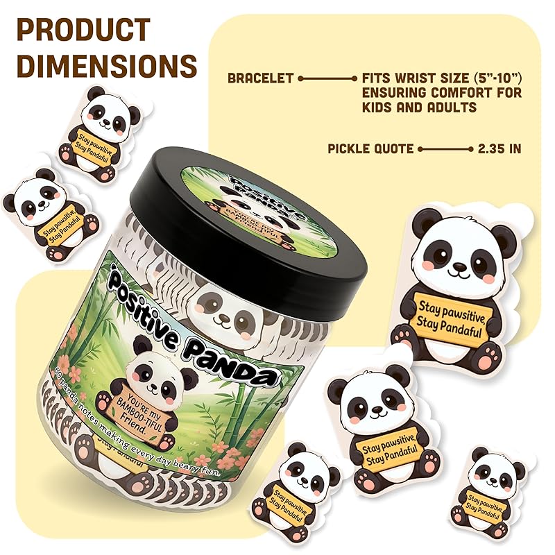 Positive Panda Jar With 60 Affirmation Cards – Emotional Support Panda Gifts For Teenage Girls, Stress Relief And Daily Encouragement, Panda Lover Gifts, Self Care Gifts For Women