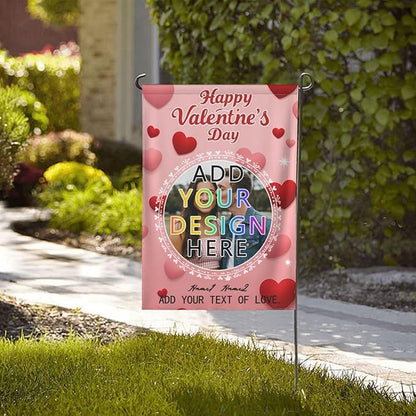 Custom Valentine Garden Flag for Outdoor Personalized Valentines Yard Flags Decor Customized Flag Add Your Own Picture Text House Lawn Banner Double Sided Home Wall Decoration 12.5x18 28x40